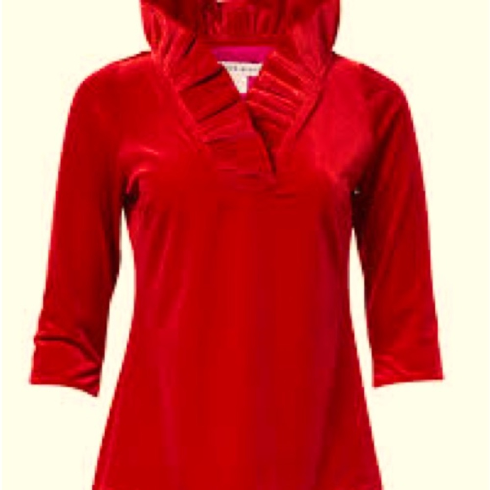 Gretchen Scott Designs Vibrant Red Ruffle Blouse
